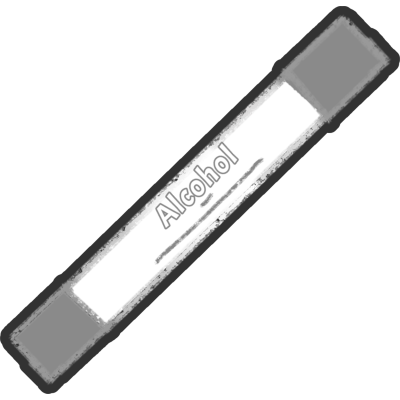  a white marker with a gray cap. The word 'Alcohol' is written on the side of the marker in grey with two lines underneath.